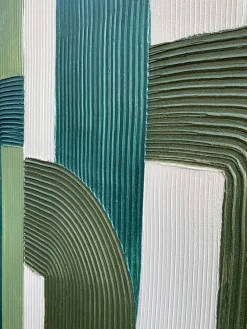 Lienzo pintado a mano Green Lines