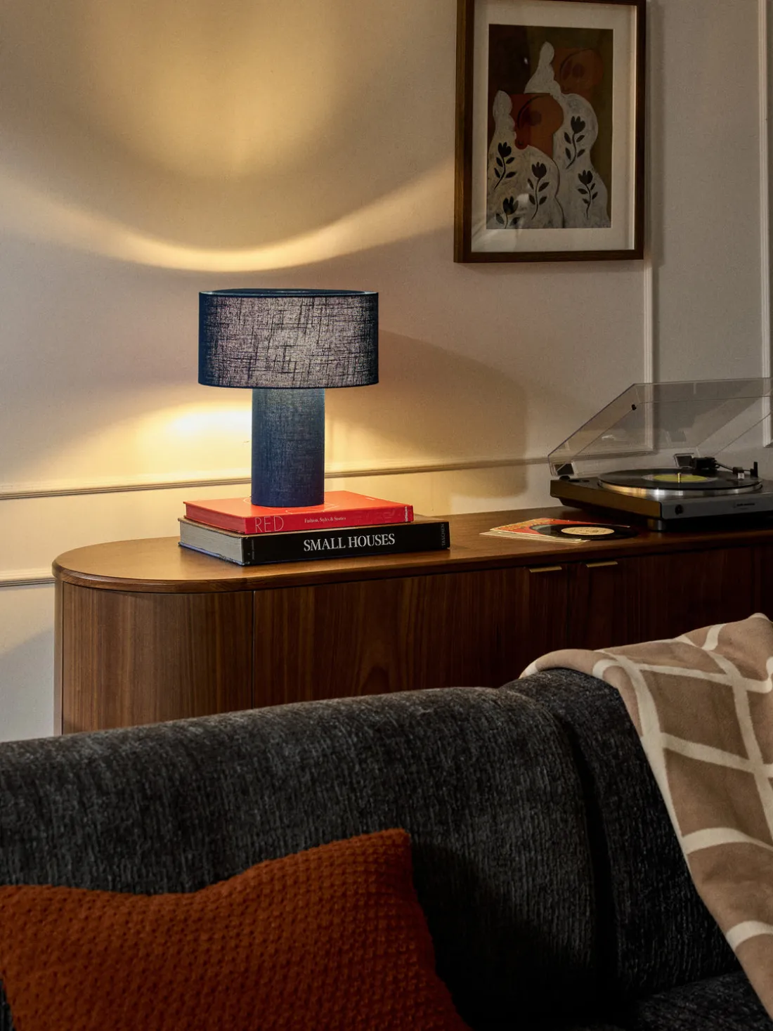 Lámpara de mesa de lino Ron