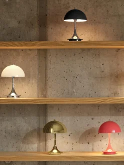 Lámpara de mesa LED regulable Panthella de diseño Verner Panton, 24 cm, portátil