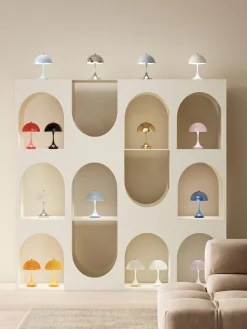 Lámpara de mesa LED regulable Panthella de diseño Verner Panton, 24 cm, portátil