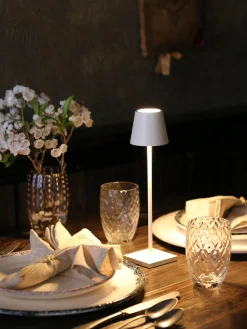 Lámpara de mesa LED regulable Poldina, portátil