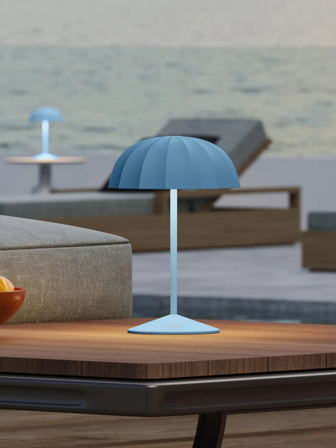 Lámpara de mesa pequeña para exterior LED regulable Ombrellino, portátil