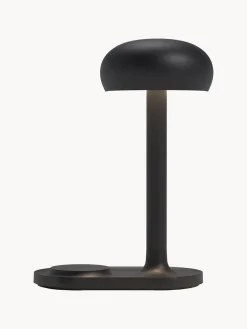Lámpara de mesa pequeña regulable LED Emendo, con estación de carga
