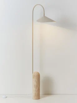 Lámpara de pie ajustable con base de travertino Arum