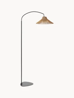 Lámpara de pie artesanal regulable LED Niza, con mando a distancia