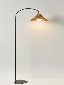 Lámpara de pie artesanal regulable LED Niza, con mando a distancia