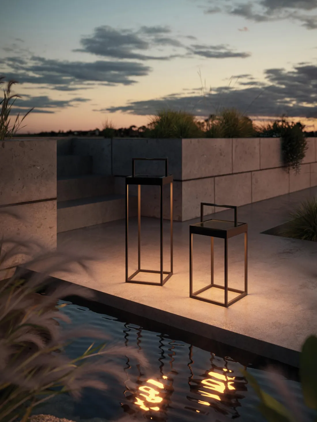 Lámpara de pie LED regulable para exterior Cannes, portátil