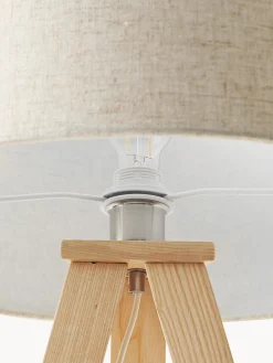 Lámpara de pie trípode de madera maciza Jake