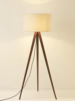 Lámpara de pie trípode de madera maciza Jake