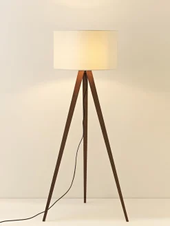 Lámpara de pie trípode de madera maciza Jake