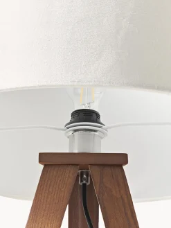 Lámpara de pie trípode de madera maciza Jake