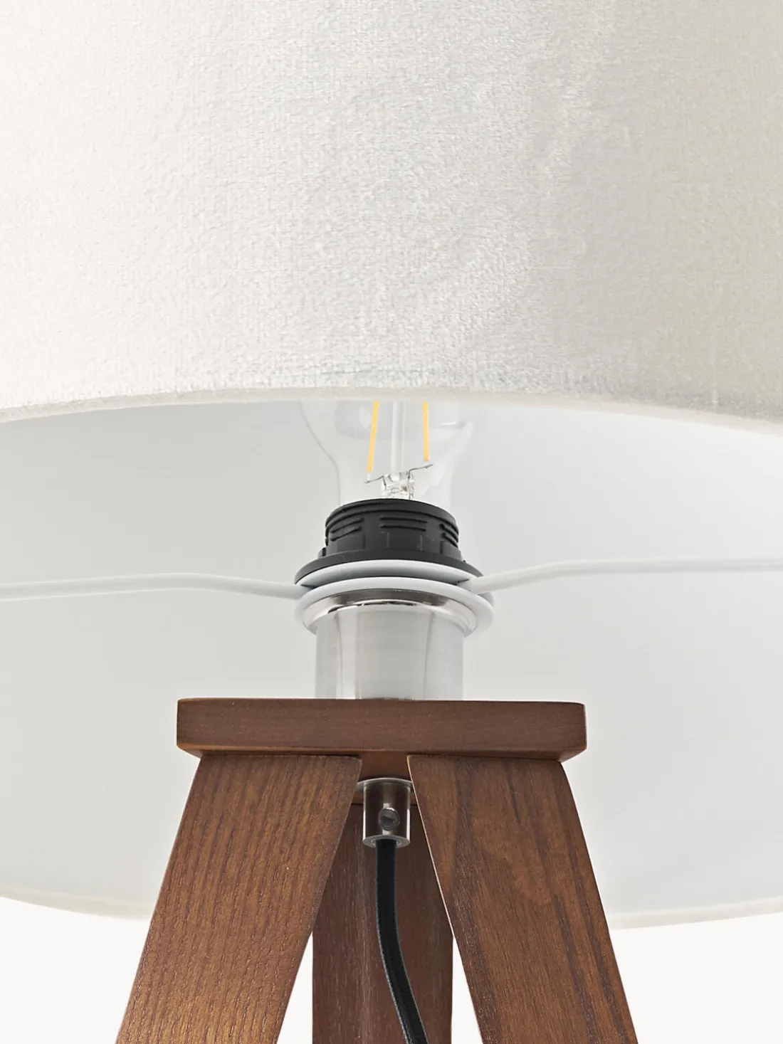 Lámpara de pie trípode de madera maciza Jake