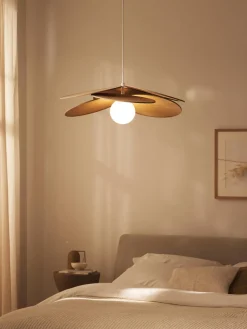 Lámpara de techo con adornos de fibras naturales Milani