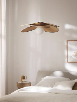 Lámpara de techo con adornos de fibras naturales Milani