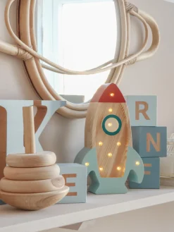 Lámpara infantil LED artesanal regulable Rocket Mini, con función de temporizador y control a mando