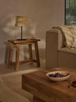 Lámpara LED solar para interior/exterior con pantalla de ratán Kyra