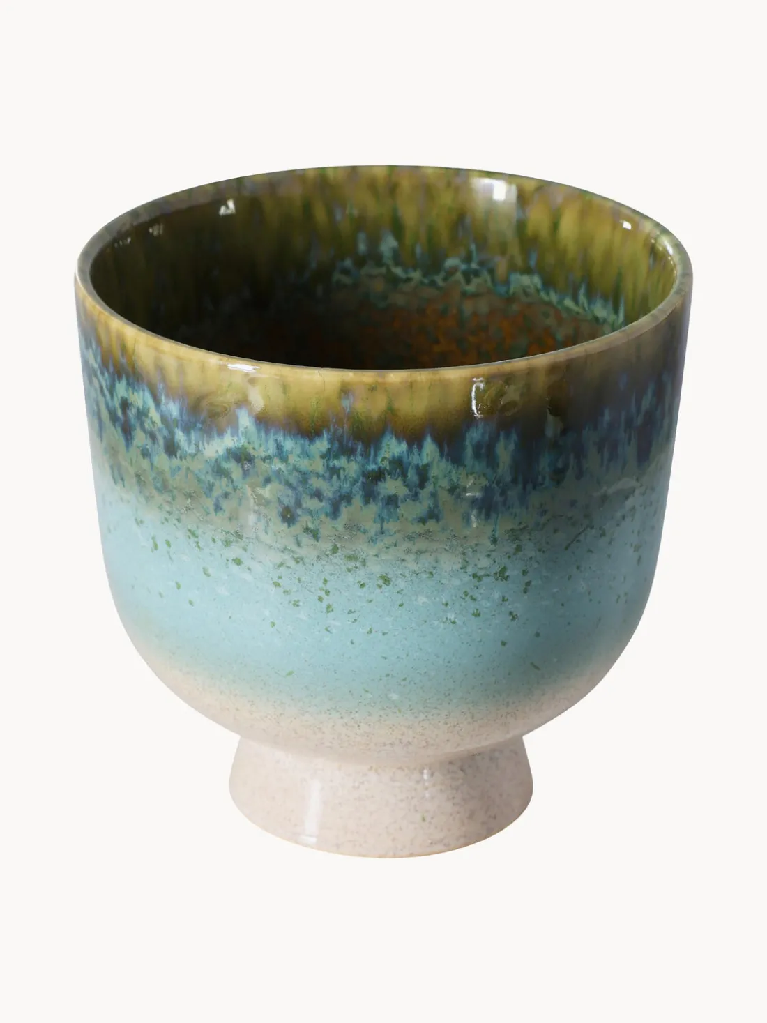 Macetero artesanal con esmalte reactivo Retro