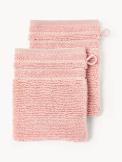 Manoplas de baño con borde a rayas Luxe, 2 uds.