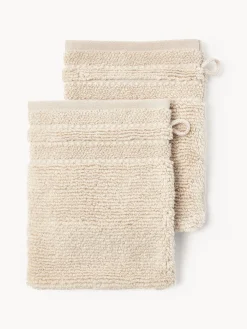 Manoplas de baño con borde a rayas Luxe, 2 uds.