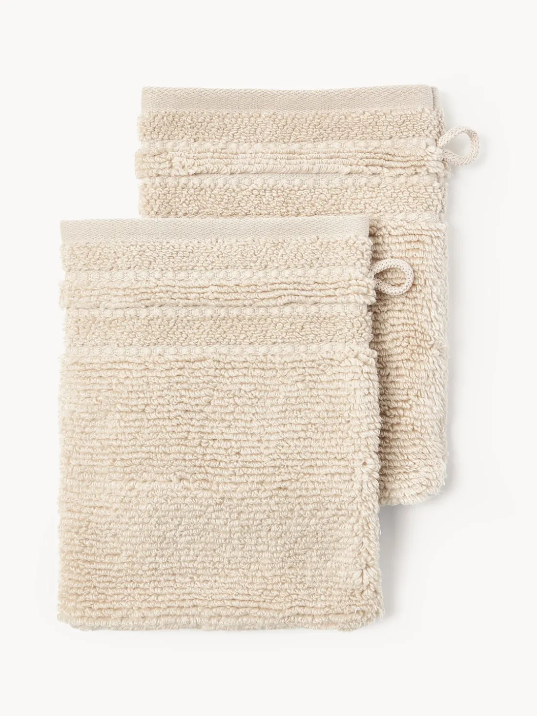 Manoplas de baño con borde a rayas Luxe, 2 uds.