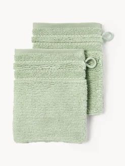 Manoplas de baño con borde a rayas Luxe, 2 uds.