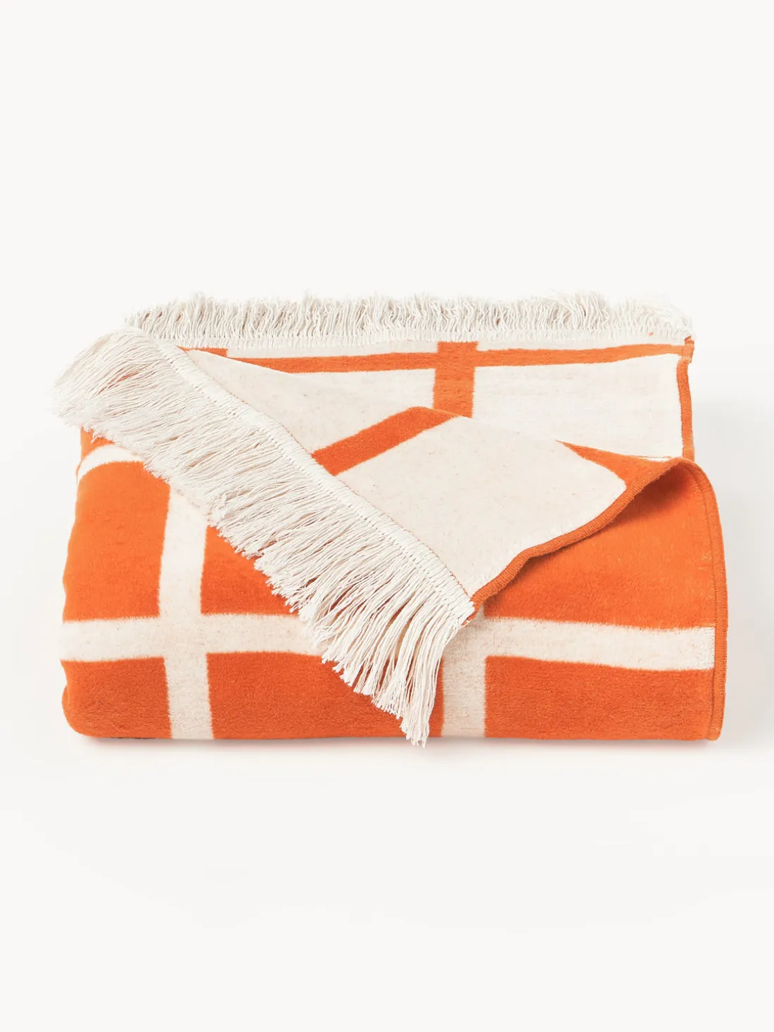 Manta cara doble a cuadros con flecos Edison