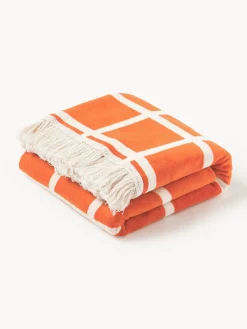 Manta cara doble a cuadros con flecos Edison