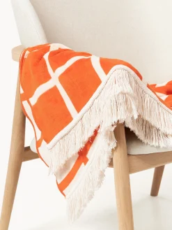 Manta cara doble a cuadros con flecos Edison