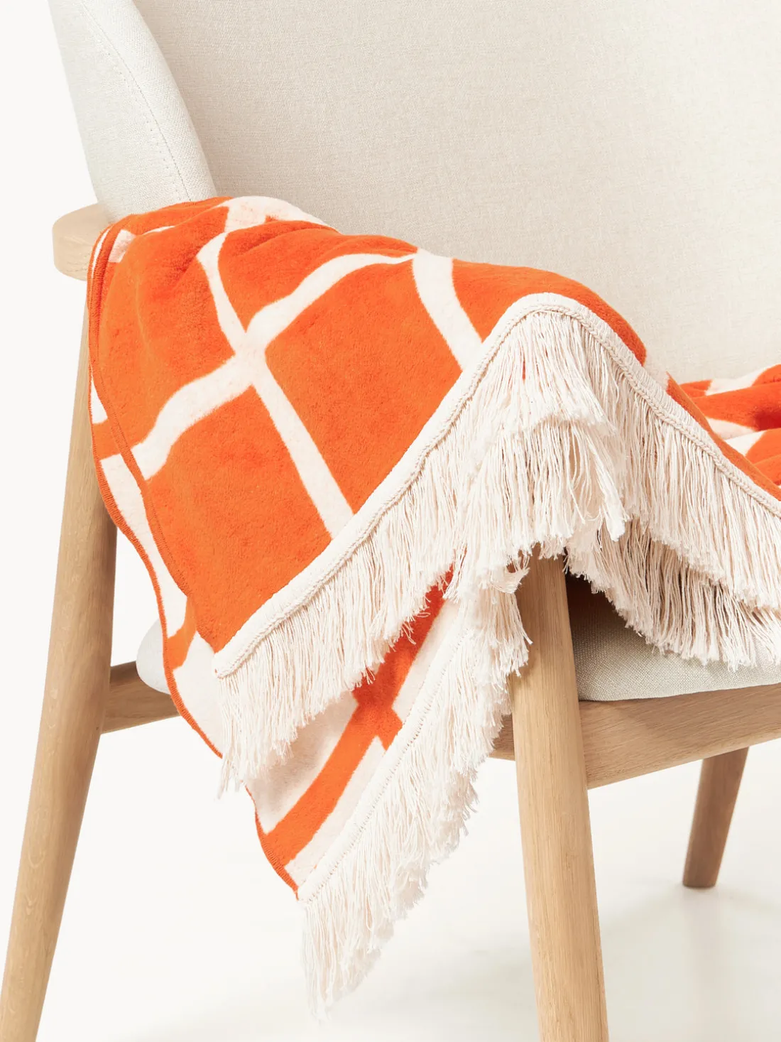 Manta cara doble a cuadros con flecos Edison