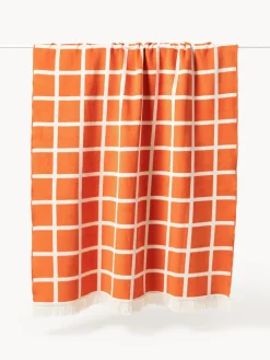 Manta cara doble a cuadros con flecos Edison