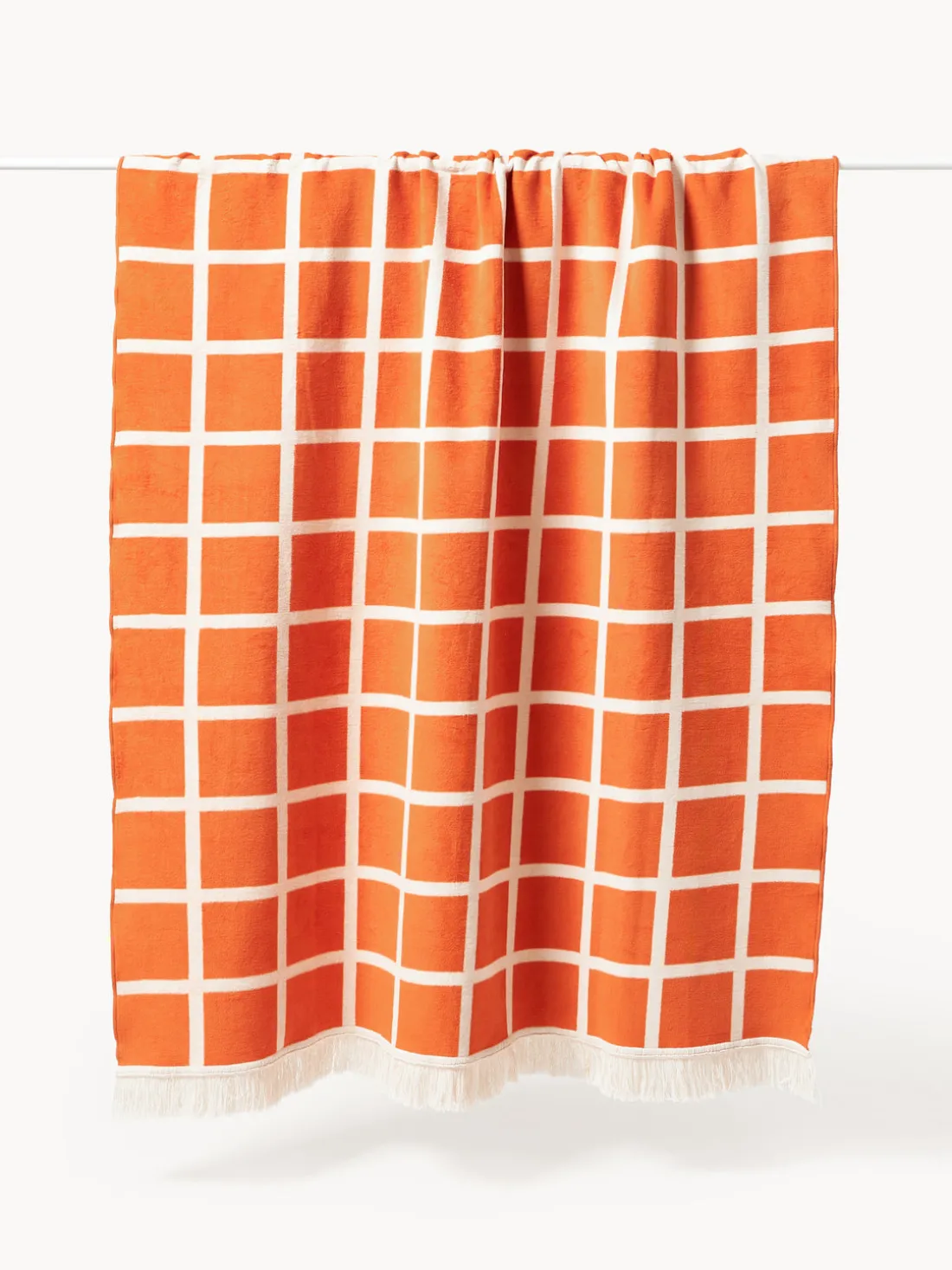 Manta cara doble a cuadros con flecos Edison