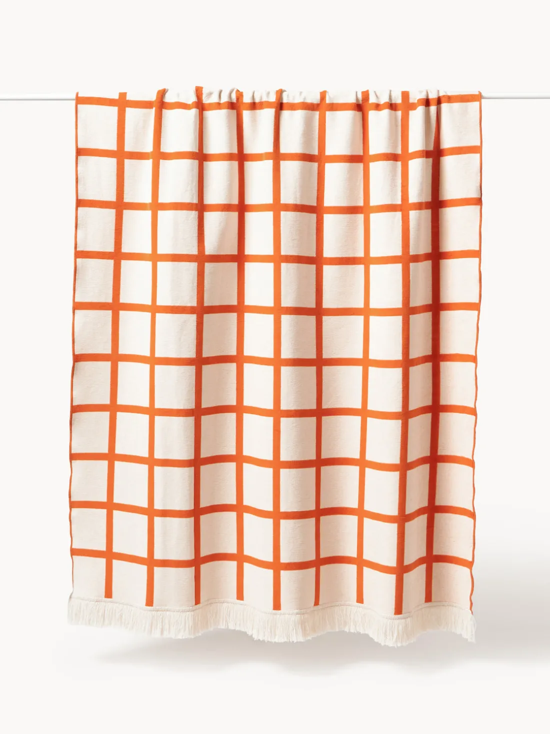 Manta cara doble a cuadros con flecos Edison