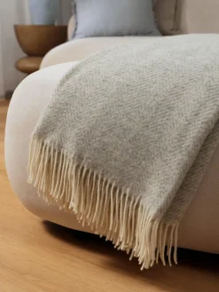 Manta de lana con estampado de espiga y flecos Tirol-Mona