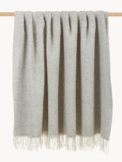 Manta de lana con estampado de espiga y flecos Tirol-Mona