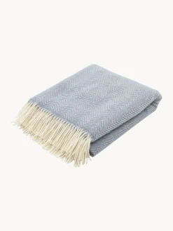 Manta de lana con estampado de espiga y flecos Tirol-Mona