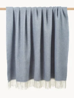 Manta de lana con estampado de espiga y flecos Tirol-Mona