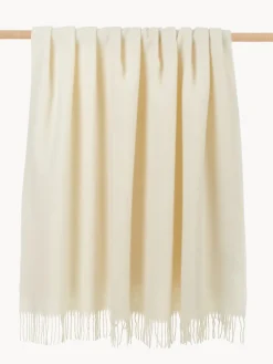 Manta de lana con estampado de espiga y flecos Tirol-Mona