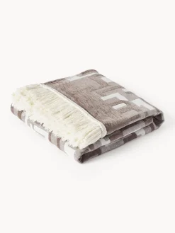 Manta en tejido jacquard con flecos Fran