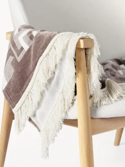 Manta en tejido jacquard con flecos Fran