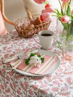 Mantel artesanal con estampado floral Melon