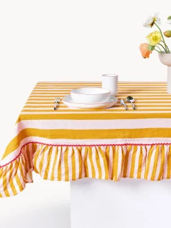 Mantel de lino a rayas Senape