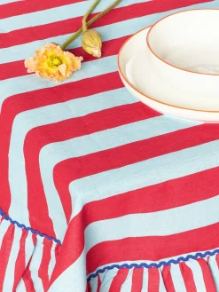 Mantel de lino a rayas Senape