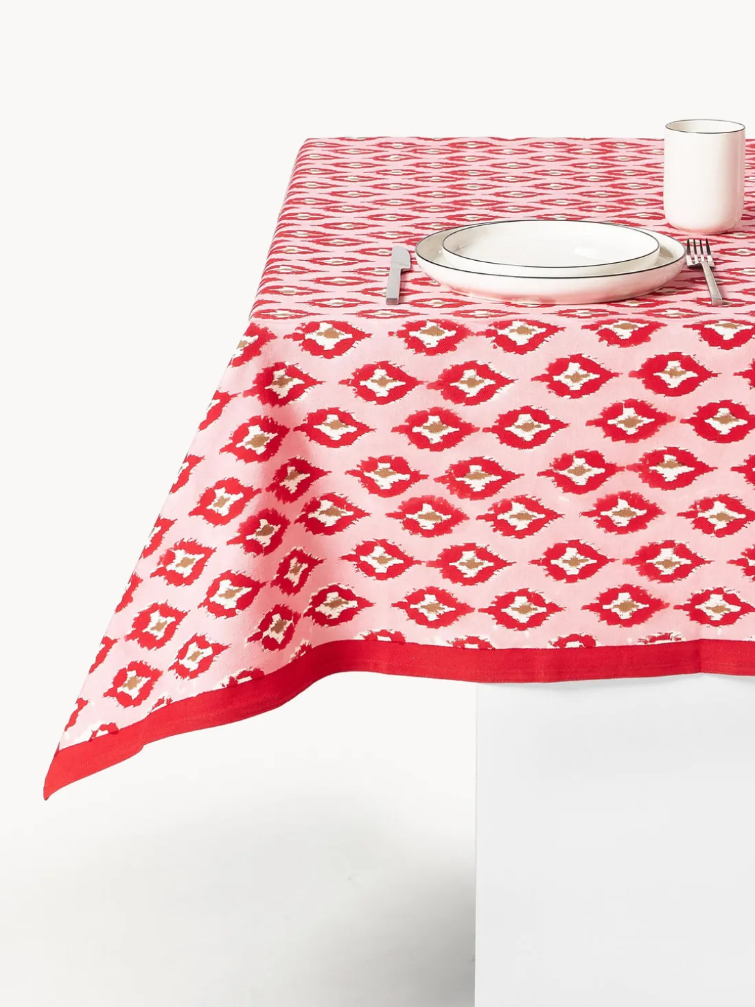 Mantel individual pintado a mano de algodón Atahan