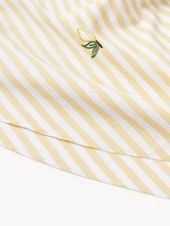 Mantel redondo a rayas con motivos bordados Melony