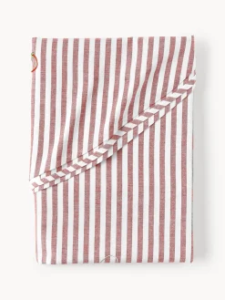 Mantel redondo a rayas con motivos bordados Melony