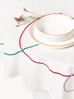 Mantel redondo con bordado abstracto Sue