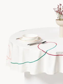 Mantel redondo con bordado abstracto Sue