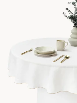 Mantel redondo de lino con ribete Kennedy