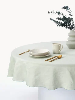 Mantel redondo de lino con ribete Kennedy