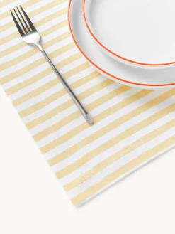 Manteles individuales a rayas con motivos bordados Melony, 2 uds.